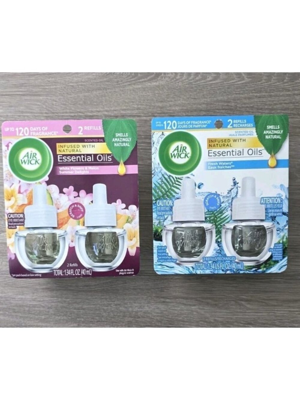 Air Wick Essential Oils 4 Refills Fresh Waters & Summer‎ Delights